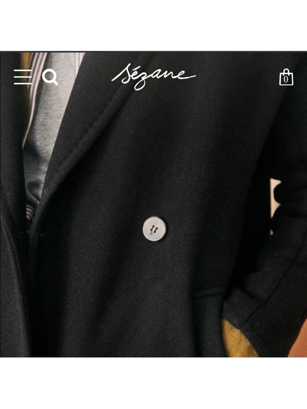 Sézane Jim coat black wool long coat boyfriend fit Size 38 US 6 - Picture 7 of 12